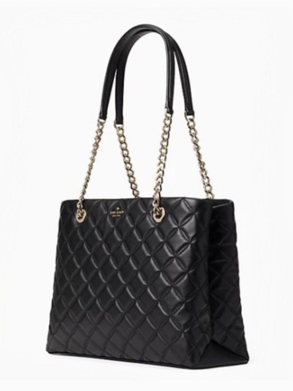 kate spade  Natalia Smooth Quilted Leather Tote Bag W/Gold Chain Straps Like New